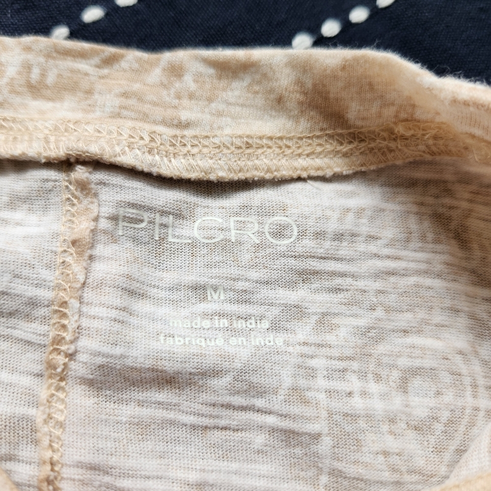 Anthropolgie Pilcro Ruched Sleeveless Top Printed Lotus Flower Tan Size Medium - Picture 4 of 8